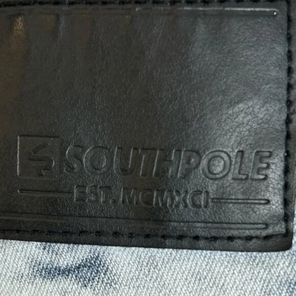 South Pole Men's Moto/Biker Skinny Dark & Acid Wash Jeans Size 30x32 - Picture 5 of 10